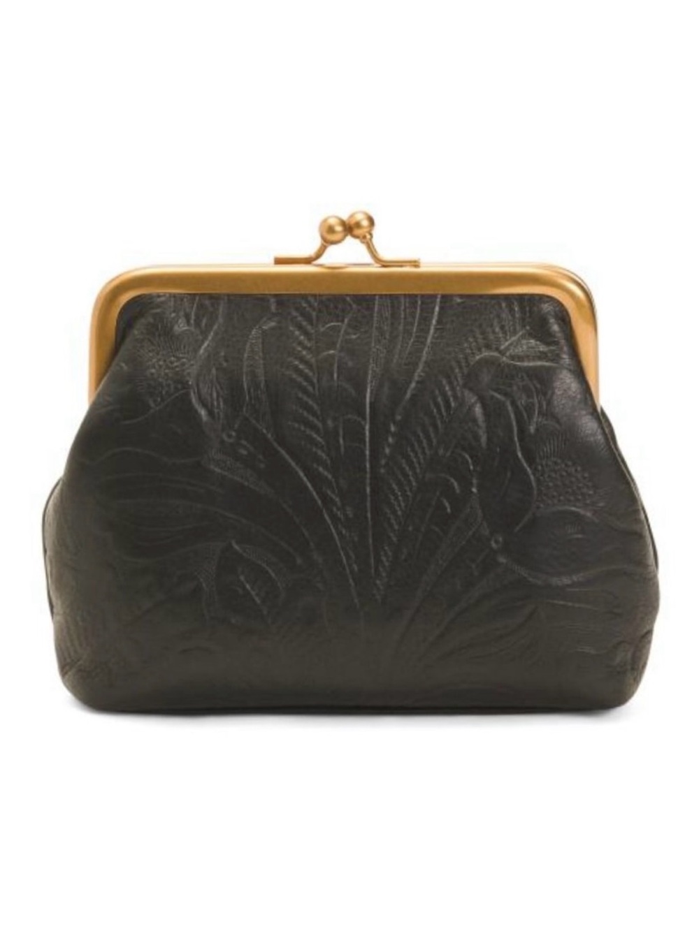AMERICAN LEATHER CO. Leather Wolfe Frame Kiss Lock Wallet With Credit Card Slots